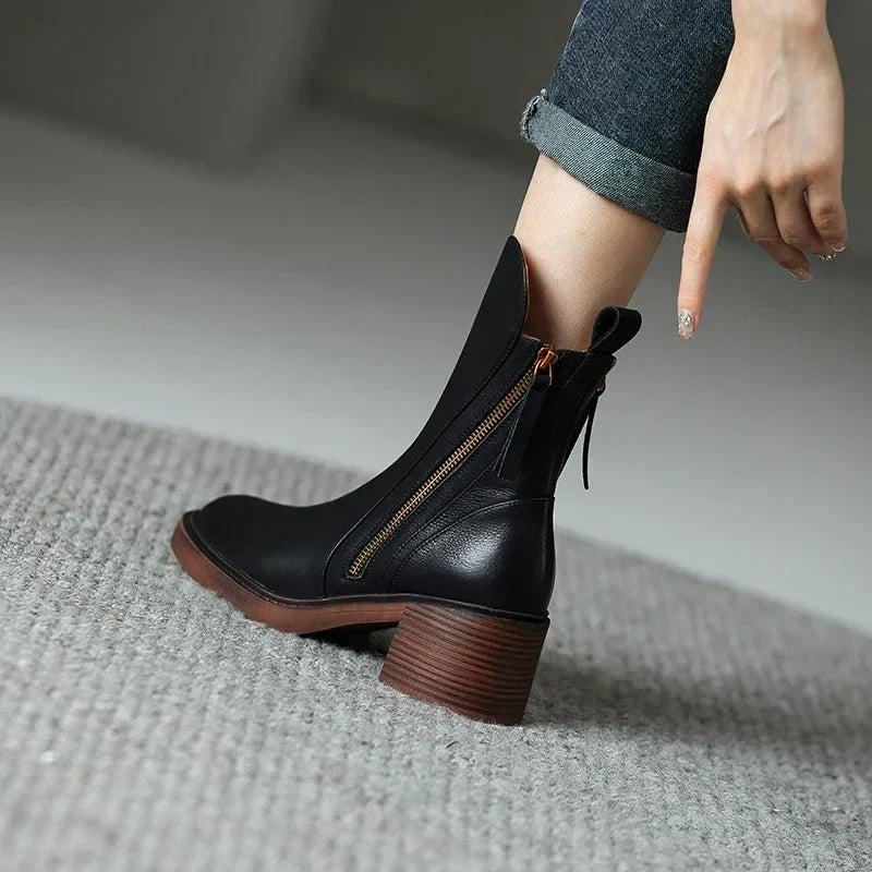 Naiste poolsaapad puidu välimusega plokk-kontsaga – küljelukk