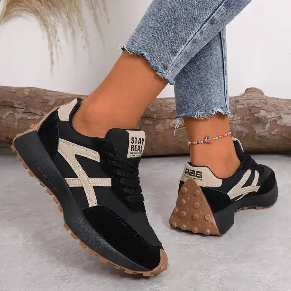Naiste retro platvormtossud kontrastsete detailidega – nööritavad