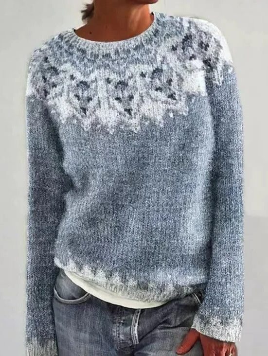 Naiste Fair Isle mustriga kampsun ümara kaelusega – mitmevärviline muster