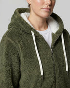 Naiste avar fliisjope kapuutsiga – sherpa-voodriga kapuuts, lukk ja küljetaskud